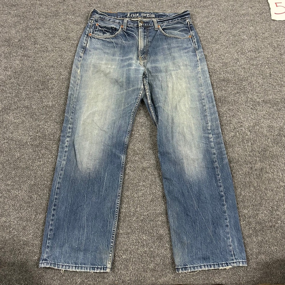Levi's Jeans Mens Size 34 Blue Relaxed Straight Leg Distressed Faded Denim 84004